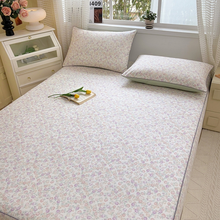 91家纺网 家纺一手货源 找家纺 元元被芯 2025新款40支13372全棉印花全棉隐藏式夹棉床笠 悠然