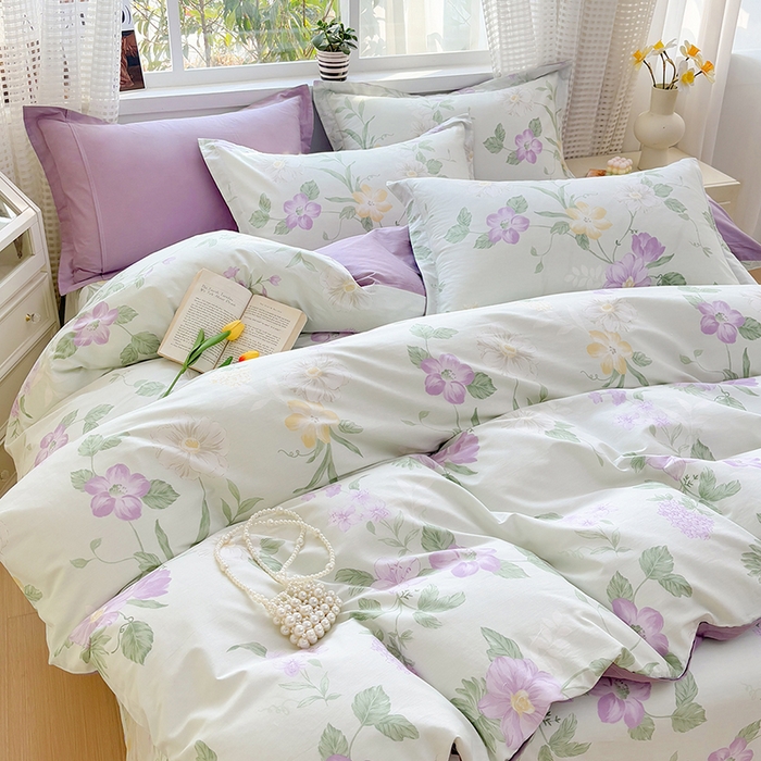 91家纺网 家纺一手货源 找家纺 元元被芯 2025新款40支13372全棉印花全棉被套 紫萱