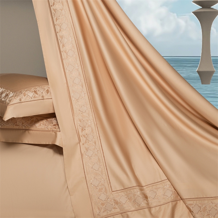 91家纺网 家纺一手货源 找家纺 高大尚婚庆馆 2025新款长绒棉四件套-简奢 简奢-南瓜橘