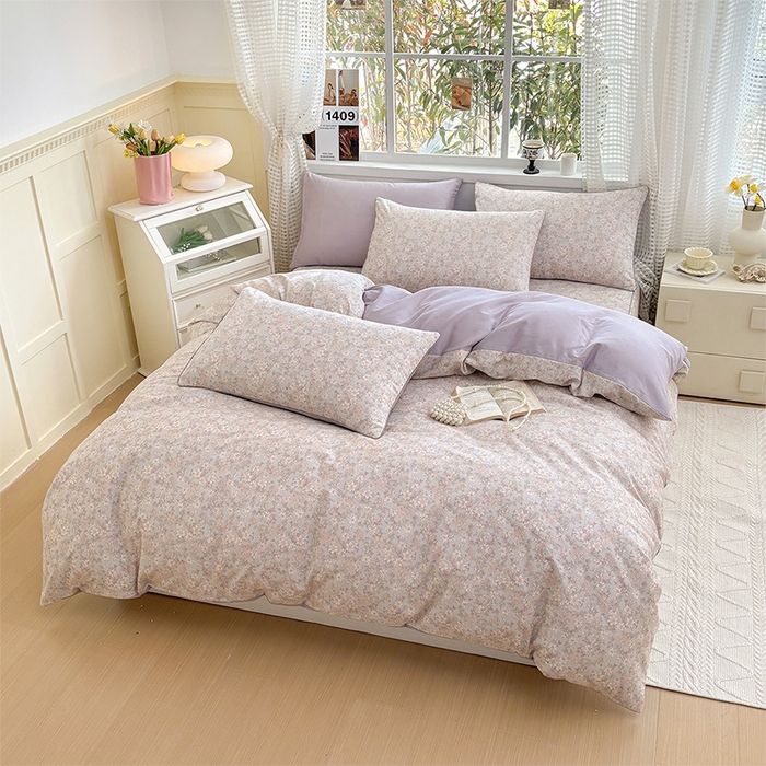 91家纺网 家纺一手货源 找家纺 元元被芯 2025新款40支13372全棉印花全棉隐藏式夹棉被套 茉莉