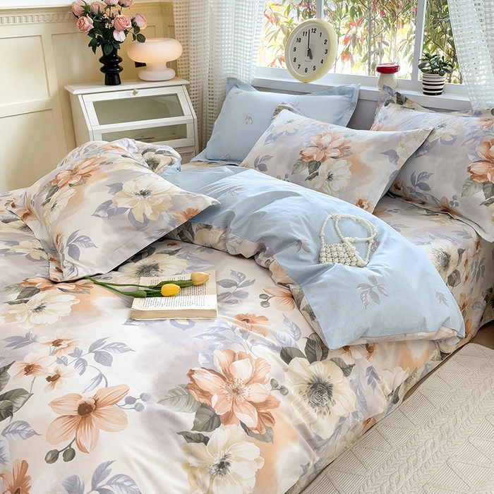 91家纺网 家纺一手货源 找家纺 元元被芯 2025新款40支13372全棉印花全棉四件套 梦湘