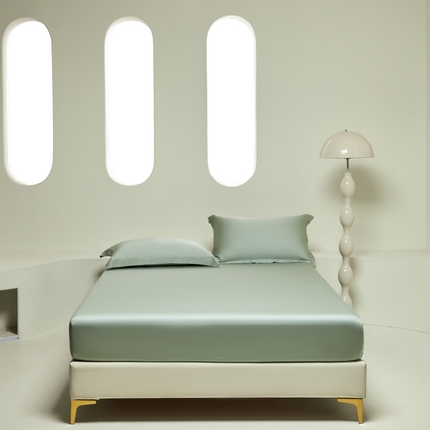 618家纺 2025新款60S100支兰精天丝单品-单床笠 天丝石墨绿