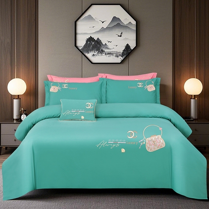 91家纺网 家纺一手货源 找家纺 （总）浩情国际婚庆供货中心 2026新款100支全棉高端刺绣中式风四件套--米尔顿系列