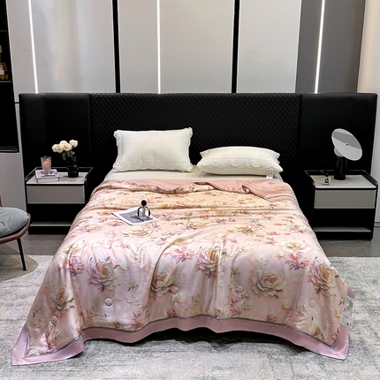 心悦家纺  2025新款60S奥地利兰精天丝夏凉被空调被被芯 繁华-藕荷