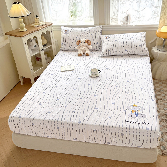 91家纺网 家纺一手货源 找家纺 笙意家纺2025新款全棉老粗布单床笠 小飞象-流心