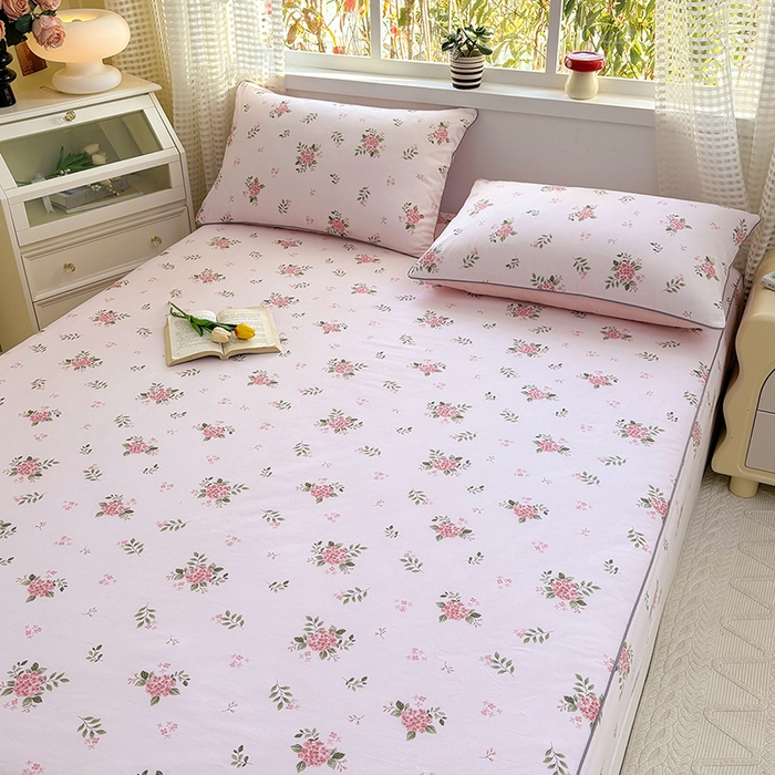 91家纺网 家纺一手货源 找家纺 元元被芯 2025新款40支13372全棉印花全棉隐藏式夹棉床笠 诗雨