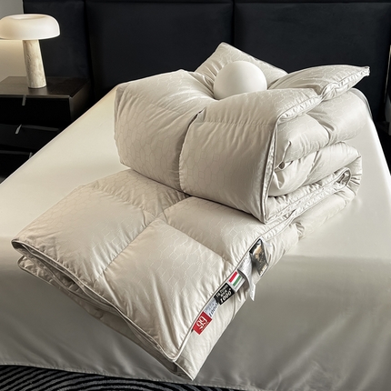 静若居羽绒被壳 2025新款全棉双层提提花不跑被超服帖鹅绒被 西西里灰