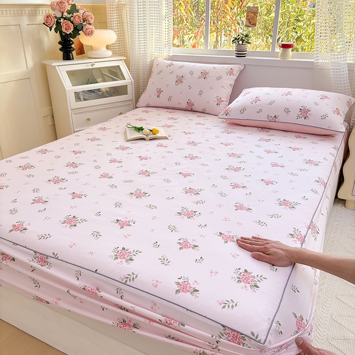 91家纺网 家纺一手货源 找家纺 元元被芯 2025新款40支13372全棉印花全棉隐藏式夹棉床笠 诗雨