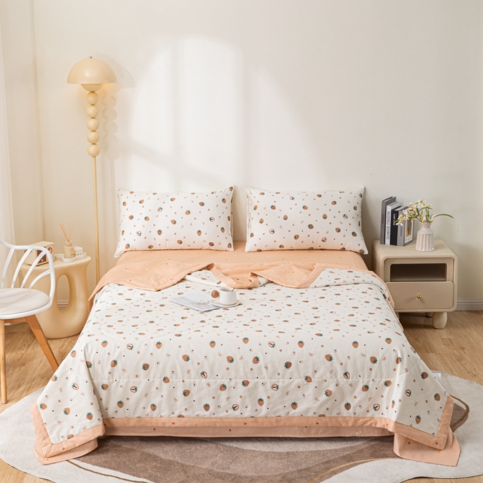 91家纺网 家纺一手货源 找家纺 鑫棉坊 2025新款A类全棉印花大豆纤维空调被大豆被 浪漫甜心