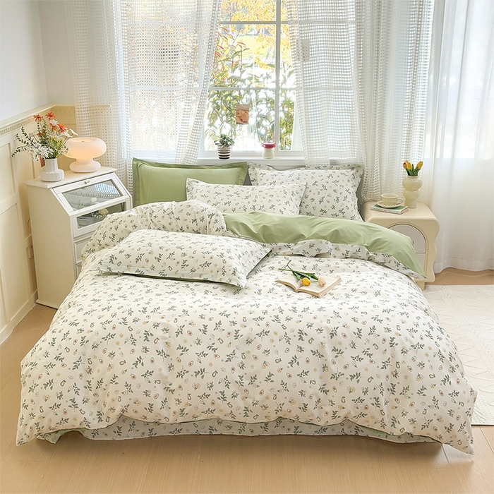 91家纺网 家纺一手货源 找家纺 元元被芯 2025新款40支13372全棉印花全棉四件套 绿意