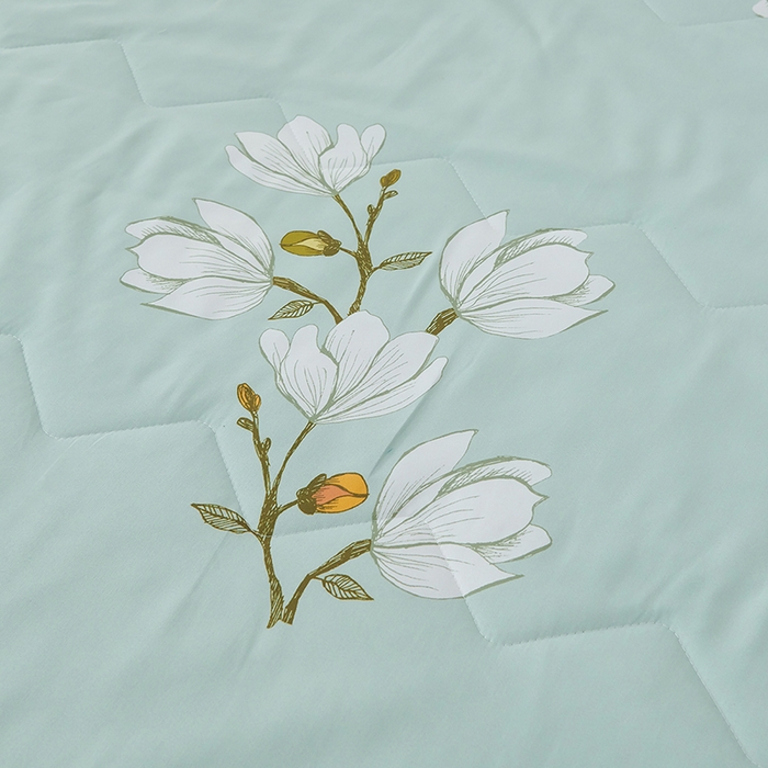 91家纺网 家纺一手货源 找家纺 元元被芯 2025新款亲肤舒适磨毛印花夏被被子被芯 玉兰绿