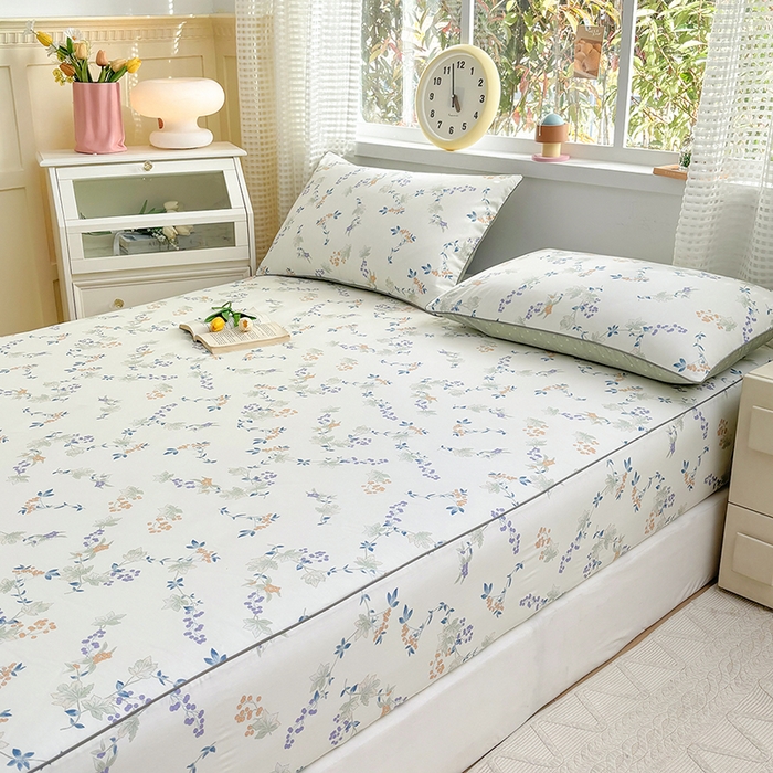 91家纺网 家纺一手货源 找家纺 元元被芯 2025新款40支13372全棉印花全棉隐藏式夹棉床笠 硕果