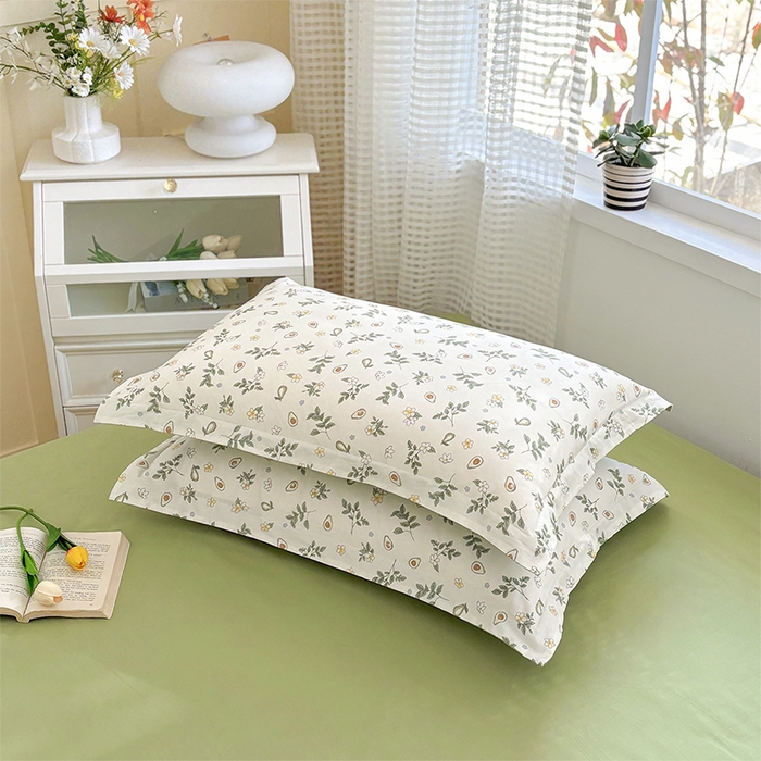 91家纺网 家纺一手货源 找家纺 元元被芯 2025新款40支13372全棉印花全棉枕套 绿意