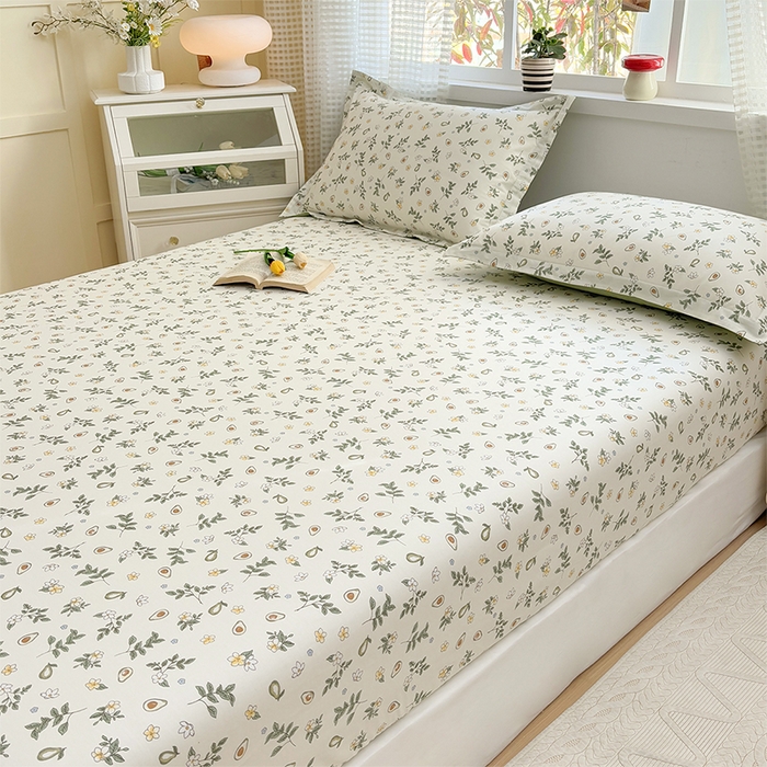 91家纺网 家纺一手货源 找家纺 元元被芯 2025新款40支13372全棉印花全棉床笠 绿意