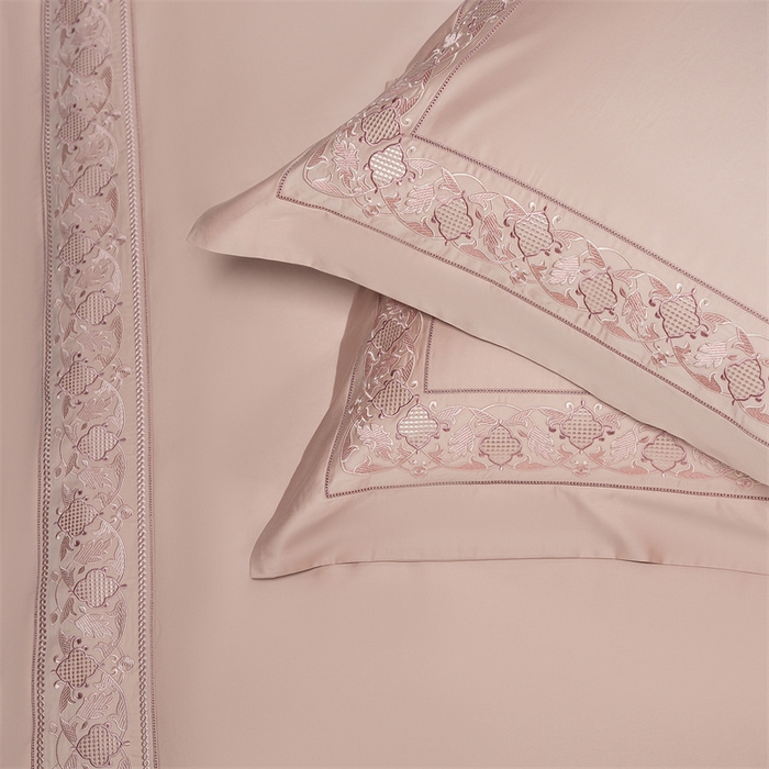 91家纺网 家纺一手货源 找家纺 高大尚婚庆馆 2025新款长绒棉四件套-简奢 简奢-落樱粉