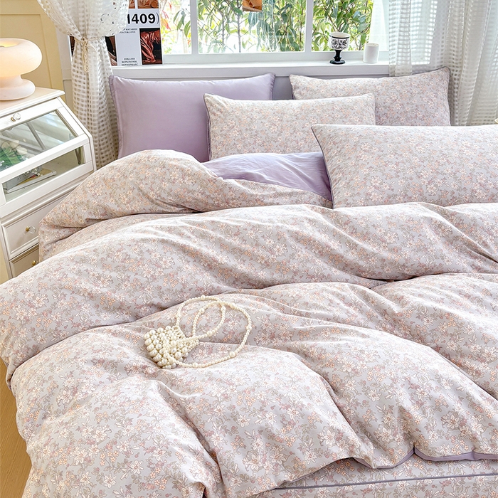 91家纺网 家纺一手货源 找家纺 元元被芯 2025新款40支13372全棉印花全棉隐藏式夹棉被套 茉莉