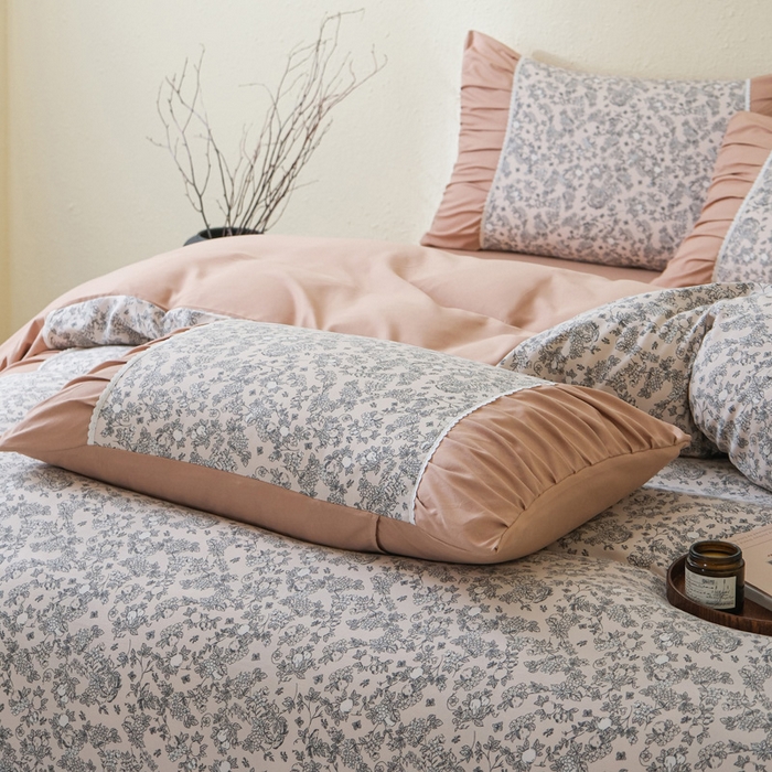 91家纺网 家纺一手货源 找家纺 布可家纺 2025新款A类法式清新褶皱印花四件套 普罗旺斯