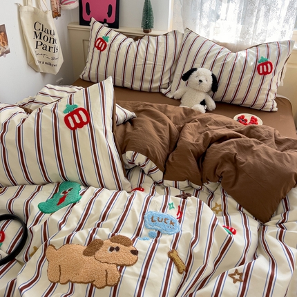 91家纺网 家纺一手货源 找家纺 （总）花伞家居 2025新款精灵水洗棉毛巾绣四件套含买家秀