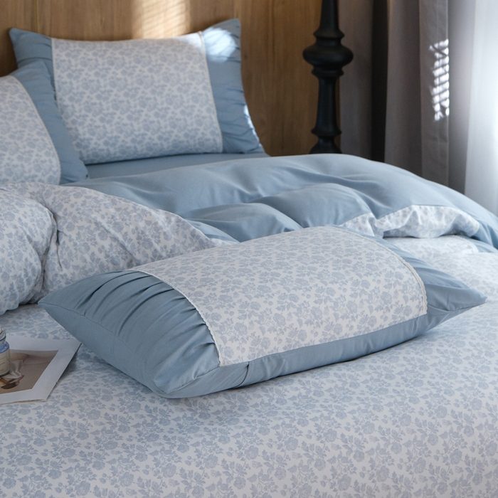 91家纺网 家纺一手货源 找家纺 布可家纺 2025新款A类法式清新褶皱印花四件套 玫瑰予你