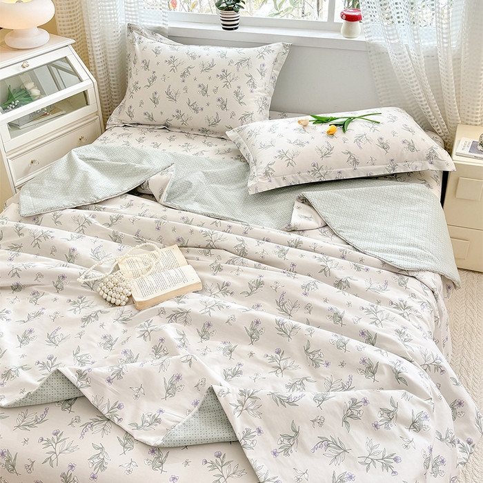 91家纺网 家纺一手货源 找家纺 2025新款40支13372全棉印花夏被 宁静