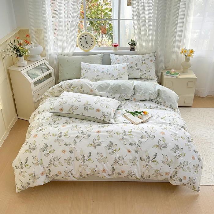 91家纺网 家纺一手货源 找家纺 元元被芯 2025新款40支13372全棉印花全棉隐藏式夹棉被套 春溪