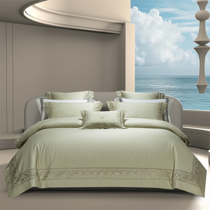 高大尚婚庆馆 2025新款长绒棉四件套-简奢 简奢-油果绿