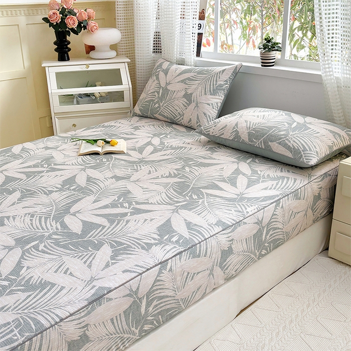 91家纺网 家纺一手货源 找家纺 元元被芯 2025新款40支13372全棉印花全棉隐藏式夹棉床笠 蔓羽