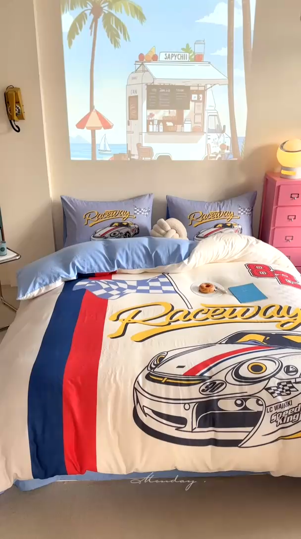 91家纺网 家纺一手货源 找家纺 馨语家居 2025新款全棉双层纱四件套 速度之王