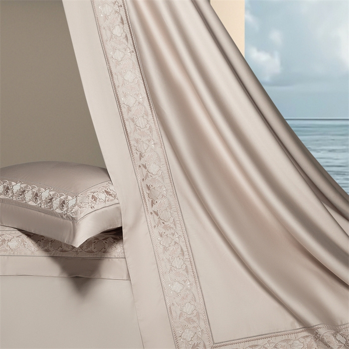 91家纺网 家纺一手货源 找家纺 高大尚婚庆馆 2025新款长绒棉四件套-简奢 简奢-卡其色