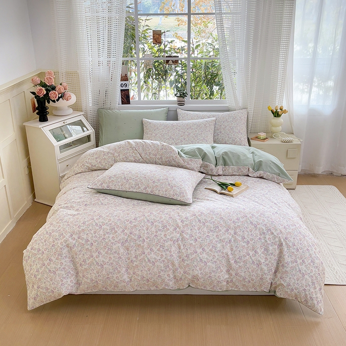 91家纺网 家纺一手货源 找家纺 元元被芯 2025新款40支13372全棉印花全棉隐藏式夹棉被套 悠然