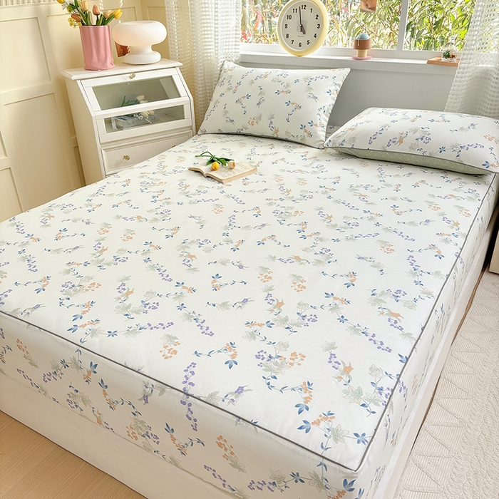 91家纺网 家纺一手货源 找家纺 元元被芯 2025新款40支13372全棉印花全棉隐藏式夹棉床笠 硕果