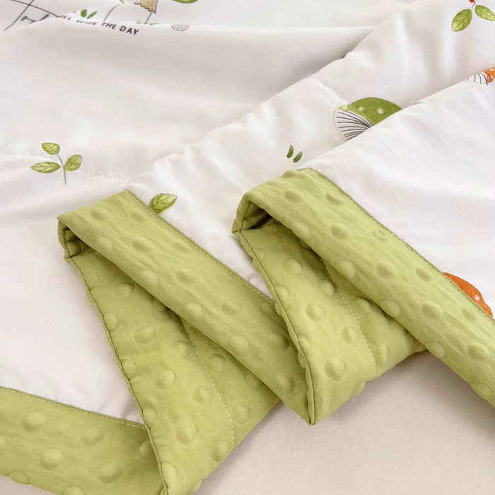 91家纺网 家纺一手货源 找家纺 鑫棉坊 2025新款A类水洗棉豆豆双层纱棉花夏凉被 蘑菇精灵