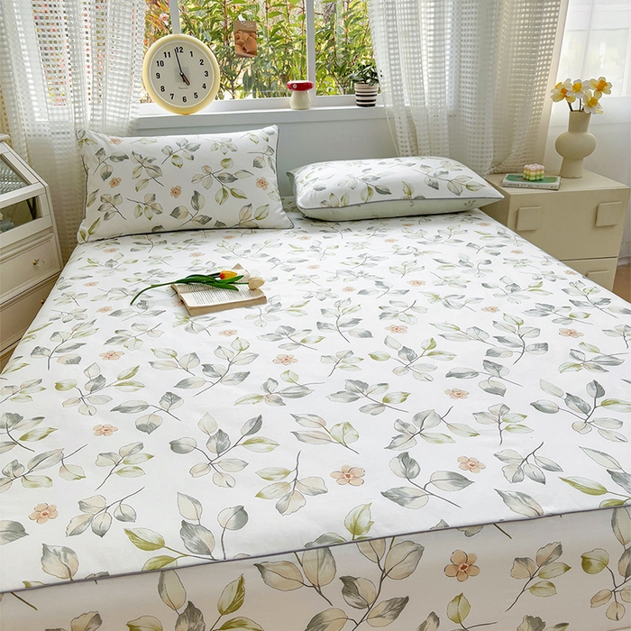 91家纺网 家纺一手货源 找家纺 元元被芯 2025新款40支13372全棉印花全棉隐藏式夹棉床笠 春溪