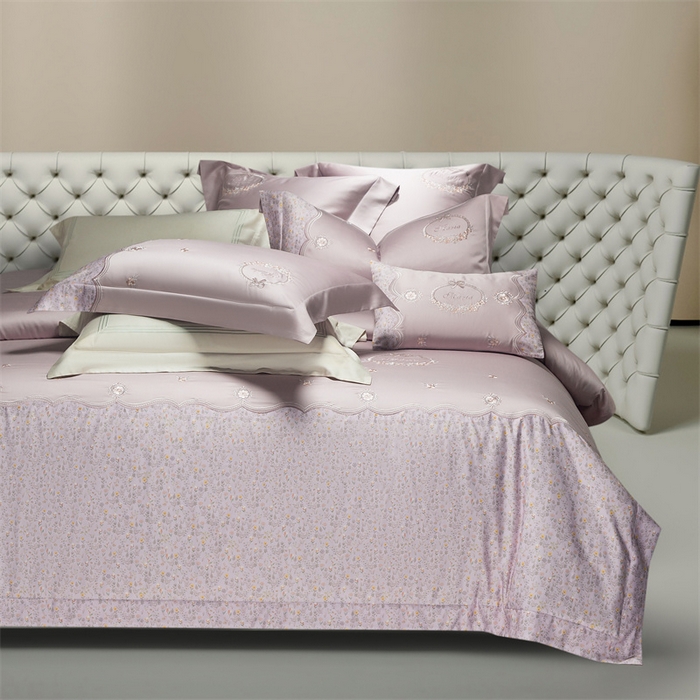 91家纺网 家纺一手货源 找家纺 高大尚婚庆馆 2025新款艾能棉高端绣花四件套-巴黎甜心 巴黎甜心-薰衣草紫