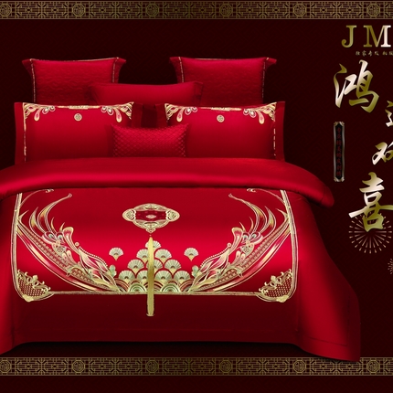 91家纺网 家纺一手货源 找家纺 （总）栩裕纺织 2025新款全棉刺绣婚庆四件套