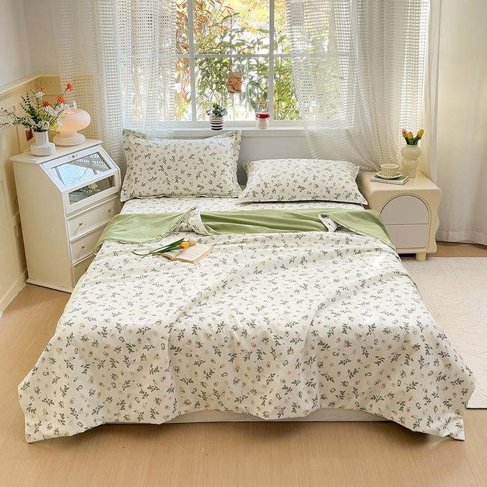 91家纺网 家纺一手货源 找家纺 2025新款40支13372全棉印花夏被 绿意