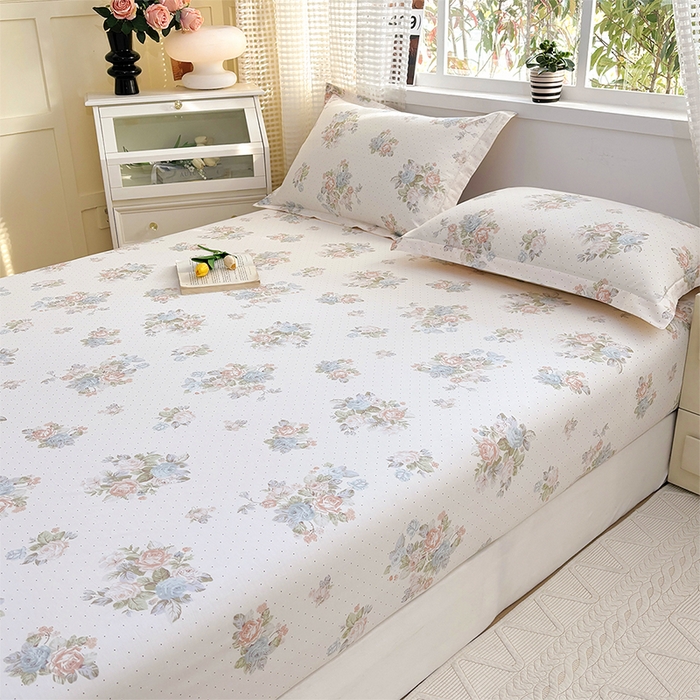 91家纺网 家纺一手货源 找家纺 元元被芯 2025新款40支13372全棉印花全棉床笠 花舞