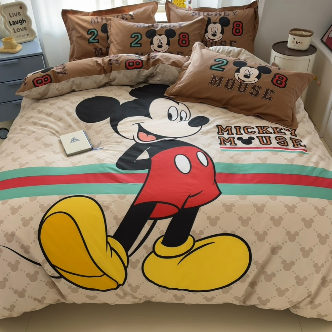 91家纺网 家纺一手货源 找家纺 典曼家纺 2025新款迪士尼大版印花卡通四件套 酷炫米奇