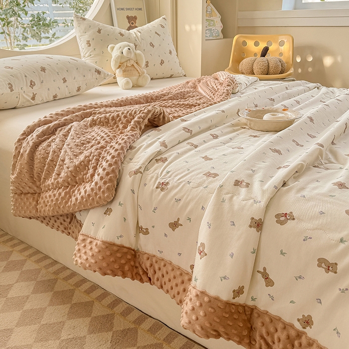 91家纺网 家纺一手货源 找家纺 梦依依 2025新款40支全棉豆豆被大豆被夏被春秋被子被芯 加微信送买家秀 小呆熊