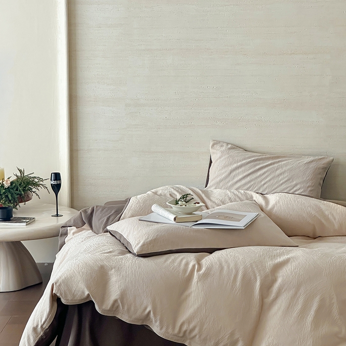 91家纺网 家纺一手货源 找家纺 （总）梦享生活家居 2025新款全棉三层肌理提花四件套-素写系列