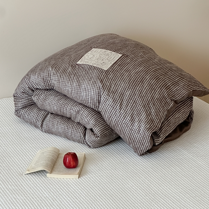 91家纺网 家纺一手货源 找家纺 月夏 2025新款全棉双层纱被套全棉被套单被套 莫克-咖