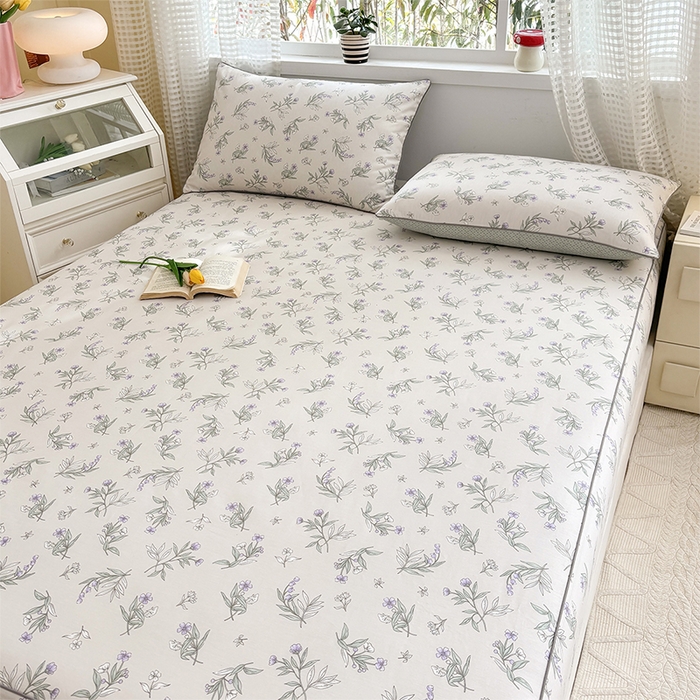 91家纺网 家纺一手货源 找家纺 元元被芯 2025新款40支13372全棉印花全棉隐藏式夹棉床笠 宁静