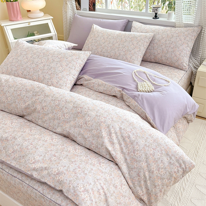 91家纺网 家纺一手货源 找家纺 元元被芯 2025新款40支13372全棉印花全棉隐藏式夹棉被套 茉莉