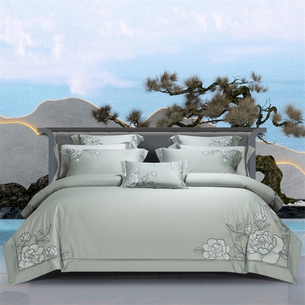 91家纺网 家纺一手货源 找家纺 高大尚婚庆馆 2025新款长绒棉四件套-莫澜 莫澜-水晶兰