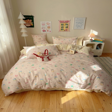 91家纺网 家纺一手货源 找家纺 （总）六巷胡同 2025新款 INS减龄可爱风卡通全棉四件套第五系（森林音乐会系列）