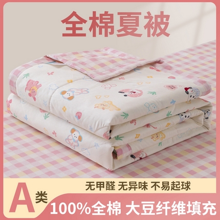 91家纺网 家纺一手货源 找家纺 鑫棉坊 2025新款A类全棉印花大豆纤维空调被大豆被 魔法伙伴