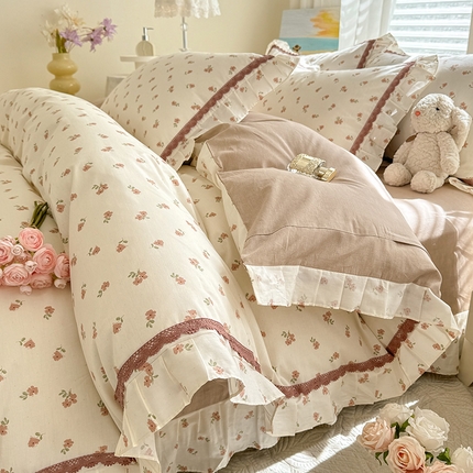 91家纺网 家纺一手货源 找家纺 （总）艾唯希家纺 2025新款全棉法式花边纯棉四件套公主风田园系列第六批