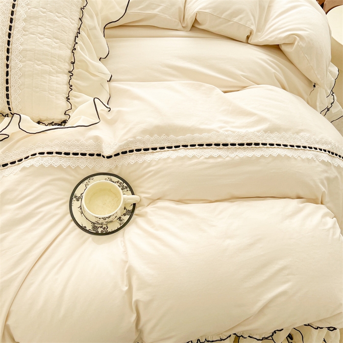 91家纺网 家纺一手货源 找家纺 虹星家纺 2025年新款全棉床盖三件套-花影倾梦 花影倾梦-浅米色