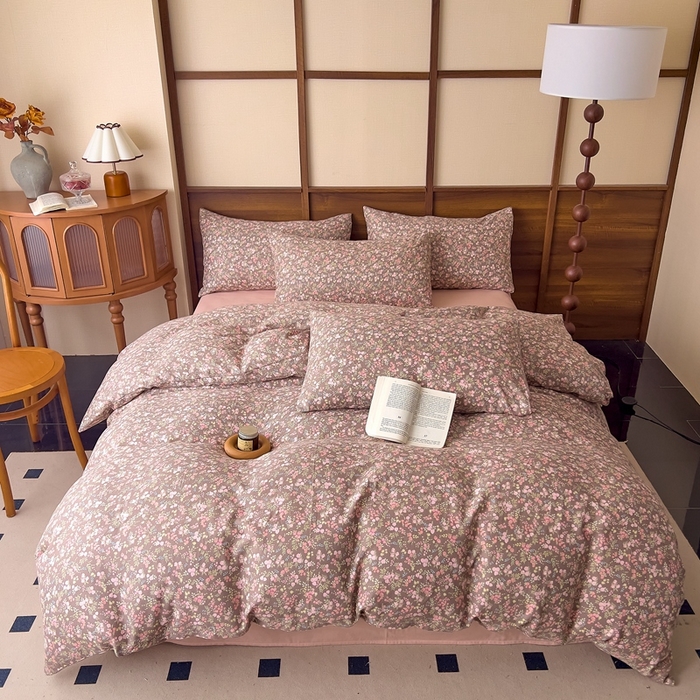 91家纺网 家纺一手货源 找家纺 优品阁  2025新款A类全棉有氧双层纱四件套 余香