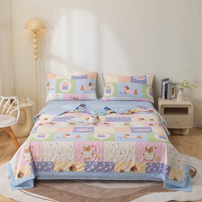 91家纺网 家纺一手货源 找家纺 鑫棉坊 【又降价啦】2025新款全棉A类印花纯棉花夏被可机洗空调被 乐享一族